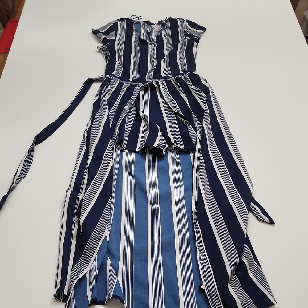 Navy and White Striped Kids Dress